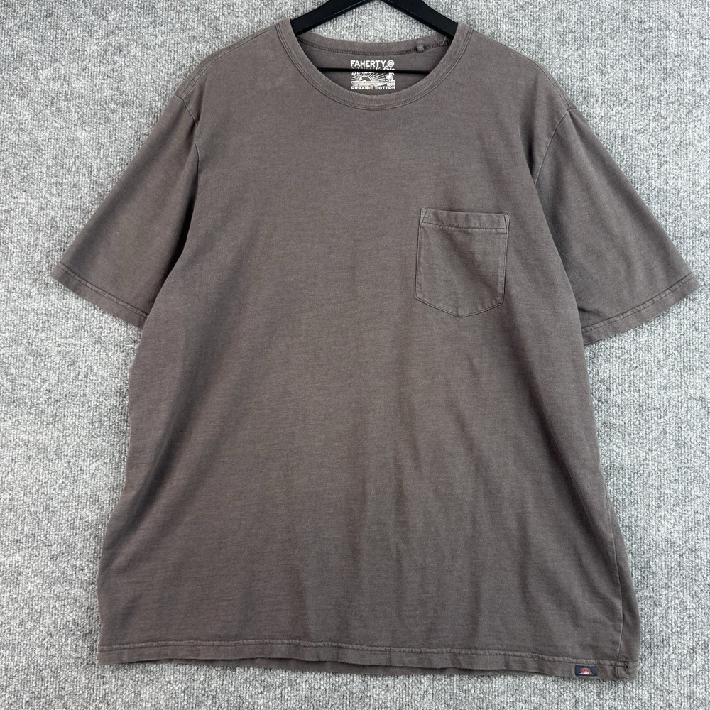 Faherty Sunwashed T-Shirt Mens Gray XXL Organic Cotton Casual Short Sleeve